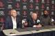 HOUSTON, TX - JULY 09: Mike D'Antoni and Leslie Alexander announces James Harden #13 of the Houston Rockets new contract during a press conference on July 09, 2016 at Toyota Center in Houston, Texas. NOTE TO USER: User expressly acknowledges and agrees that, by downloading and or using this photograph, User is consenting to the terms and conditions of the Getty Images License Agreement. Mandatory Copyright Notice: Copyright 2016 NBAE (Photo by Bill Baptist/NBAE via Getty Images)
