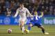 Real Madrid's Mateo Kovacic, left, with Deportivo's Florin Andone during a Spanish La Liga soccer match between Deportivo La Coruna and Real Madrid at the Riazor stadium in A Coruna, Spain, Wednesday April 26, 2017. (AP Photo/Lalo R. Villar)