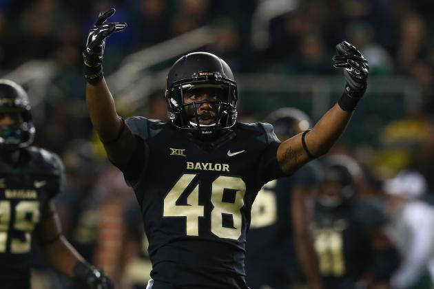 WACO, TX - NOVEMBER 22:  Travon Blanchard #48 of the Baylor Bears at McLane Stadium on November 22, 2014 in Waco, Texas.  (Photo by Ronald Martinez/Getty Images)