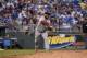 KANSAS CITY, MO -JUNE 19: Pablo Sandoval #48 of the Boston Red Sox throws to first for the out against the Kansas City Royals at Kauffman Stadium on June 19, 2017 in Kansas City, Missouri. (Photo by Ed Zurga/Getty Images)