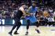 PHILADELPHIA, PA - JULY 16: DeShawn Stevenson #92 of Power handles the ball against Mike Bibby #10 of the Ghost Ballers during week four of the BIG3 three on three basketball league at Wells Fargo Center on July 16, 2017 in Philadelphia, Pennsylvania. (Photo by Rob Carr/BIG3/Getty Images)