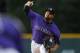 Colorado Rockies starting pitcher Antonio Senzatela delivers a pitch to San Diego Padres' Manuel Margot in the first inning of a baseball game Tuesday, July 18, 2017, in Denver. (AP Photo/David Zalubowski)