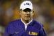 BATON ROUGE, LA - SEPTEMBER 10:  Head coach Les Miles of the LSU Tigers reacts during a game at Tiger Stadium on September 10, 2016 in Baton Rouge, Louisiana.  (Photo by Jonathan Bachman/Getty Images)