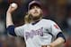 CLEVELAND, OH - JULY 04: Brandon Maurer #37 of the San Diego Padres throws out Jose Ramirez #11 of the Cleveland Indians at first base during the ninth inning at Progressive Field on July 4, 2017 in Cleveland, Ohio. The Padres defeated the Indians 1-0. (Photo by Ron Schwane/Getty Images)