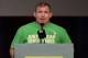 LAS VEGAS, NEVADA - JULY 11: Matt Hughes gives his introduction speech for BJ Penn before he is inducted into the UFC Hall of Fame at the UFC Fan Expo in the Sands Expo and Convention Center on July 11, 2015 in Las Vegas Nevada. (Photo by Brandon Magnus/Zuffa LLC/Zuffa LLC via Getty Images)
