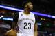 NEW ORLEANS, LA - APRIL 02: Anthony Davis #23 of the New Orleans Pelicans reacts during the first half of a game against the Chicago Bulls at the Smoothie King Center on April 2, 2017 in New Orleans, Louisiana. NOTE TO USER: User expressly acknowledges and agrees that, by downloading and or using this photograph, User is consenting to the terms and conditions of the Getty Images License Agreement. (Photo by Jonathan Bachman/Getty Images)
