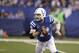 Indianapolis Colts quarterback Andrew Luck (12) scrambles against the Jacksonville Jaguars during the first half of an NFL football game in Indianapolis, Sunday, Jan. 1, 2017. (AP Photo/Darron Cummings)
