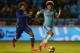 MANCHESTER, ENGLAND - APRIL 18: Jadon Sancho of Manchester City takes the ball past Reece James of Chelsea during the FA Youth Cup Final First Leg match between Manchester City and Chelsea at The Academy Stadium on April 18, 2017 in Manchester, England. (Photo by Alex Livesey/Getty Images)