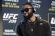 Tyron Woodley speaks with the media during a news conference for UFC 209, Thursday, March 2, 2017, in Las Vegas. Woodley is scheduled to fight Stephen Thompson in a welterweight championship fight Saturday in Las Vegas. (AP Photo/John Locher)