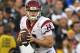 FILE - In this Monday, Jan. 2, 2017, file photo, Southern California quarterback Sam Darnold looks to pass during the first half of the Rose Bowl NCAA college football game against Penn State in Pasadena, Calif. Darnold was selected to the Associated Press 2016 All-Bowl Team, announced on Wednesday, Jan. 4, 2017. (AP Photo/Mark J. Terrill)