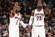 CLEVELAND, OH - JUNE 7: Kyrie Irving #2 and LeBron James #23 of the Cleveland Cavaliers looks on during the game against the Golden State Warriors in Game Three of the 2017 NBA Finals on June 7, 2017 at Quicken Loans Arena in Cleveland, Ohio. NOTE TO USER: User expressly acknowledges and agrees that, by downloading and or using this photograph, user is consenting to the terms and conditions of Getty Images License Agreement. Mandatory Copyright Notice: Copyright 2017 NBAE (Photo by Nathaniel S. Butler/NBAE via Getty Images)