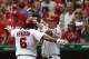 WASHINGTON, DC - JULY 27: Michael Taylor #3 of the Washington Nationals celebrates after hitting a home run against the Milwaukee Brewers during the third inning at Nationals Park on July 27, 2017 in Washington, DC. (Photo by Patrick Smith/Getty Images)