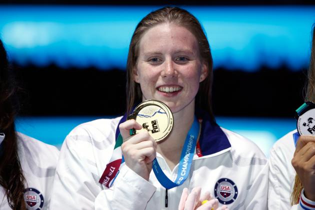 BUDAPEST, HUNGARY - JULY 30:  Lilly King of the United States celebrates her gold medal and a new World Record of 29.40 in the Women's 50m Breastsroke Final on day seventeen of the Budapest 2017 FINA World Championships on July 30, 2017 in Budapest, Hungary.  (Photo by Adam Pretty/Getty Images)