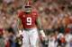 TAMPA, FL - JANUARY 09: Defensive lineman Da'Shawn Hand #9 of the Alabama Crimson Tide reacts during the first half against the Clemson Tigers in the 2017 College Football Playoff National Championship Game at Raymond James Stadium on January 9, 2017 in Tampa, Florida. (Photo by Jamie Squire/Getty Images)