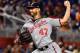 MIAMI, FL - JULY 31: Gio Gonzalez #47 of the Washington Nationals pitches in the first inning during the game between the Miami Marlins and the Washington Nationals at Marlins Park on July 31, 2017 in Miami, Florida. (Photo by Mark Brown/Getty Images)