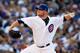 CHICAGO, IL - AUGUST 01: Jon Lester #34 of the Chicago Cubs pitches in the first inning against the Arizona Diamondbacks at Wrigley Field on August 1, 2017 in Chicago, Illinois. (Photo by Dylan Buell/Getty Images)