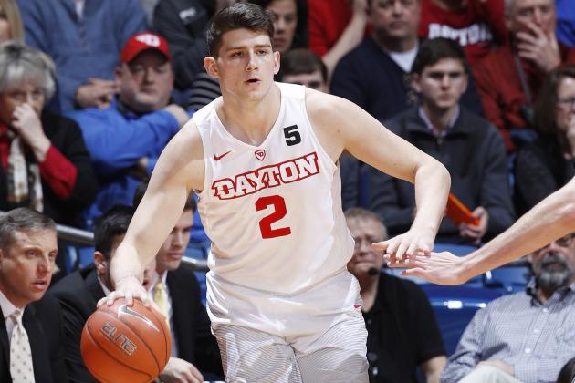 DAYTON, OH - DECEMBER 21: Sam Miller #2 of the Dayton Flyers handles the ball against the Vanderbilt Commodores during the game at UD Arena on December 21, 2016 in Dayton, Ohio. Dayton defeated Vanderbilt 68-63. (Photo by Joe Robbins/Getty Images)