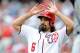 WASHINGTON, DC - JULY 27: Anthony Rendon #6 of the Washington Nationals celebrates during the game against the Milwaukee Brewers at Nationals Park on July 27, 2017 in Washington, DC. (Photo by G Fiume/Getty Images)