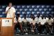 Basketball player Dirk Nowitzki of the Dallas Mavericks speaks during the media conference for Basketball without Borders Africa, the NBA and FIBA's global basketball development and community outreach program, at the American International School of Johannesburg, in South Africa, Wednesday, Aug. 2, 2017. (AP Photo/Themba Hadebe)