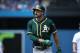 TORONTO, ON - JULY 27: Matt Joyce #23 of the Oakland Athletics reacts after grounding out in the sixth inning during MLB game action against the Toronto Blue Jays at Rogers Centre on July 27, 2017 in Toronto, Canada. (Photo by Tom Szczerbowski/Getty Images)