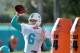 Aug 8, 2017; Davie, FL, USA; Miami Dolphins quarterback Jay Cutler (6) throws a pass during training camp at Baptist Health Training Facility. Mandatory Credit: Steve Mitchell-USA TODAY Sports