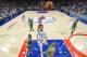 PHILADELPHIA,PA - MARCH 19: Jahlil Okafor #8 of the Philadelphia 76ers goes up for the shot against the Boston Celtics at Wells Fargo Center on March 19, 2017 in Philadelphia, Pennsylvania NOTE TO USER: User expressly acknowledges and agrees that, by downloading and/or using this Photograph, user is consenting to the terms and conditions of the Getty Images License Agreement. Mandatory Copyright Notice: Copyright 2017 NBAE (Photo by Jesse D. Garrabrant/NBAE via Getty Images)