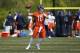 Chicago Bears quarterback Mitchell Trubisky works out with teammates during NFL football rookie minicamp in Lake Forest, Ill., Friday, May 12, 2017. (AP Photo/Nam Y. Huh)