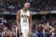 INDIANAPOLIS, IN - APRIL 23: Myles Turner #33 of the Indiana Pacers reacts against the Cleveland Cavaliers in Game Four of the Eastern Conference Quarterfinals during the 2017 NBA Playoffs at Bankers Life Fieldhouse on April 23, 2017 in Indianapolis, Indiana. The Cavaliers defeated the Pacers 106-102 to sweep the series 4-0. NOTE TO USER: User expressly acknowledges and agrees that, by downloading and or using the photograph, User is consenting to the terms and conditions of the Getty Images License Agreement. (Photo by Joe Robbins/Getty Images)