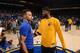 OAKLAND, CA - DECEMBER 5: Stephen Curry #30 of the Golden State Warriors and Paul George #13 of the Indiana Pacers before the game against the Indiana Pacers on December 5, 2016 at ORACLE Arena in Oakland, California. NOTE TO USER: User expressly acknowledges and agrees that, by downloading and or using this photograph, user is consenting to the terms and conditions of Getty Images License Agreement. Mandatory Copyright Notice: Copyright 2016 NBAE (Photo by Noah Graham/NBAE via Getty Images)