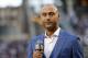 May 14, 2017; Bronx, NY, USA; Former New York Yankees shortstop Derek Jeter speaks after being honored during a pre-game ceremony to retire his jersey number and unveil his plaque for monument park before the game against the Houston Astros at Yankee Stadium. Mandatory Credit: Adam Hunger-USA TODAY Sports