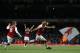 Arsenal's French striker Olivier Giroud (C) celebrates scoring Arsenal's fourth goal during the English Premier League football match between Arsenal and Leicester City at the Emirates Stadium in London on August 11, 2017. / AFP PHOTO / Ian KINGTON / RESTRICTED TO EDITORIAL USE. No use with unauthorized audio, video, data, fixture lists, club/league logos or 'live' services. Online in-match use limited to 75 images, no video emulation. No use in betting, games or single club/league/player publications. / (Photo credit should read IAN KINGTON/AFP/Getty Images)