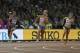 United States' Deajah Stevens, Netherlands' Dafne Schippers and Germany's Rebekka Haase, from left, compete in a women's 200-meter semifinal during the World Athletics Championships in London Thursday, Aug. 10, 2017. (AP Photo/Leonore Schick)