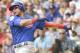Jul 30, 2017; Milwaukee, WI, USA; Chicago Cubs catcher Willson Contreras (40) drives in a run with an infield hit in the sixth inning during the game against the Milwaukee Brewers at Miller Park. Mandatory Credit: Benny Sieu-USA TODAY Sports