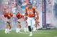 DENVER, CO - AUGUST 20: Defensive end Derek Wolfe #95 of the Denver Broncos runs onto the field during the pre-game ceremony before a preseason NFL game against the San Francisco 49ers at Sports Authority Field at Mile High on August 20, 2016 in Denver, Colorado. (Photo by Dustin Bradford/Getty Images)
