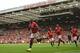 Manchester United's Belgian striker Romelu Lukaku (L) celebrates scoring the opening goal during the English Premier League football match between Manchester United and West Ham United at Old Trafford in Manchester, north west England, on August 13, 2017. / AFP PHOTO / Oli SCARFF / RESTRICTED TO EDITORIAL USE. No use with unauthorized audio, video, data, fixture lists, club/league logos or 'live' services. Online in-match use limited to 75 images, no video emulation. No use in betting, games or single club/league/player publications. / (Photo credit should read OLI SCARFF/AFP/Getty Images)