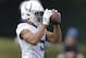 Indianapolis Colts' Trey Griffey makes a catch during the team's organized team activities at its NFL football training facility, Tuesday, May 23, 2017, in Indianapolis. (AP Photo/Darron Cummings)