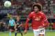 Manchester United's Belgian midfielder Marouane Fellaini eyes the ball during the UEFA Super Cup football match between Real Madrid and Manchester United on August 8, 2017, at the Philip II Arena in Skopje. / AFP PHOTO / ARMEND NIMANI (Photo credit should read ARMEND NIMANI/AFP/Getty Images)