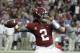 FILE - In this Dec. 31, 2016, file photo, Alabama quarterback Jalen Hurts (2) passes against Washington during the first half of the Peach Bowl NCAA college football playoff game,in Atlanta. The Southeastern Conference has had scant starpower _ and no high draft picks _ at quarterback the past couple of seasons. No Matthew Staffords or Cam Newtons, even Dak Prescott came out of nowhere. Now, Alabama's Jalen Hurts headlines a crop of promising young passers hoping to change that. (AP Photo/David Goldman, File)