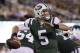 New York Jets quarterback Christian Hackenberg (5) throws against the Tennessee Titans during the fourth quarter of an NFL football game, Saturday, Aug. 12, 2017, in East Rutherford, N.J. (AP Photo/Julio Cortez)