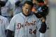 Detroit Tigers' Miguel Cabrera takes off his batting helmet after he scored during the sixth inning of the team's baseball game against the Seattle Mariners, Wednesday, June 21, 2017, in Seattle. (AP Photo/Ted S. Warren)