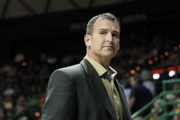 Baylor athletic director Mack Rhoades takes in play during a women's NCAA college basketball game against UCLA on Monday Nov. 14, 2016, in Waco, Texas. (AP Photo/Tony Gutierrez)