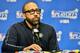 MEMPHIS, TN - APRIL 27: Head coach David Fizdale of the Memphis Grizzlies speaks to the media prior to Game Six of the Western Conference Quarterfinals game against the San Antonio Spurs during the 2017 NBA Playoffs at FedExForum on April 27, 2017 in Memphis, Tennessee. NOTE TO USER: User expressly acknowledges and agrees that, by downloading and or using this photograph, User is consenting to the terms and conditions of the Getty Images License Agreement. (Photo by Frederick Breedon/Getty Images)