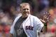 BOSTON, MA - JULY 30: Former Boston Red Sox player Curt Schilling is introduced during a 2007 World Series Champion team reunion before a game against the Kansas City Royals on July 30, 2017 at Fenway Park in Boston, Massachusetts. (Photo by Billie Weiss/Boston Red Sox/Getty Images)