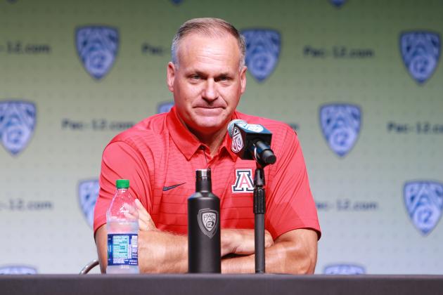 HOLLYWOOD, CA - JULY 26:  Head coach Rich Rodriguez of the University of Arizona Wildcats speaks to the media during PAC12 Media Days on July 26, 2017 in Hollywood, California.  (Photo by Leon Bennett/Getty Images)