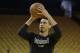San Antonio Spurs guard Danny Green warms up before Game 1 of the NBA basketball Western Conference finals between the Golden State Warriors and the Spurs in Oakland, Calif., Sunday, May 14, 2017. (AP Photo/Jeff Chiu)