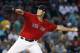 Boston Red Sox's Drew Pomeranz pitches during the first inning of the team's baseball game against the New York Yankees, Friday, Aug. 18, 2017, in Boston. (AP Photo/Michael Dwyer)
