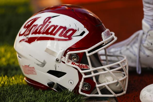 BLOOMINGTON, IN - SEPTEMBER 24: An Indiana Hoosiers helmet is seen during the game against the Wake Forest Demon Deacons at Memorial Stadium on September 24, 2016 in Bloomington, Indiana. (Photo by Michael Hickey/Getty Images)
