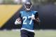 JACKSONVILLE, FL - JULY 28: Runningback Leonard Fournette #27 of the Jacksonville Jaguars works out during Training Camp at Florida Blue Health and Wellness Practice Fields on July 28, 2017 in Jacksonville, Florida. (Photo by Don Juan Moore/Getty Images)