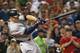 BOSTON, MA - AUGUST 18: Aaron Judge #99 of the New York Yankees bats in the sixth inning of a game against the Boston Red Sox at Fenway Park on August 18, 2017 in Boston, Massachusetts. (Photo by Adam Glanzman/Getty Images)