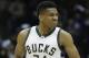 Milwaukee Bucks' Giannis Antetokounmpo reacts after a dunk during the first half of Game 4 of an NBA first-round playoff series basketball game against the Toronto Raptors Saturday, April 22, 2017, in Milwaukee. (AP Photo/Morry Gash)